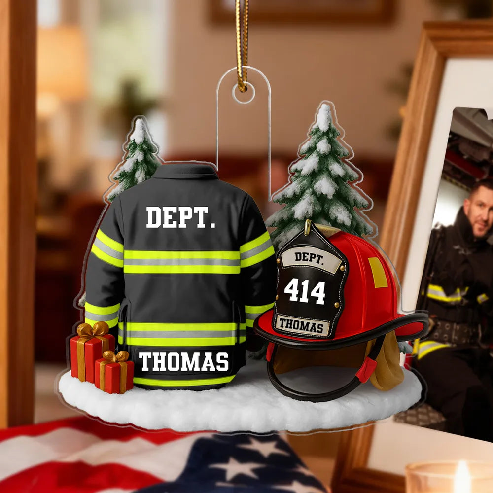 Firefighter Ornament – Fire Jacket and Helmet Design, a Heartfelt Gift Honoring Bravery and Service