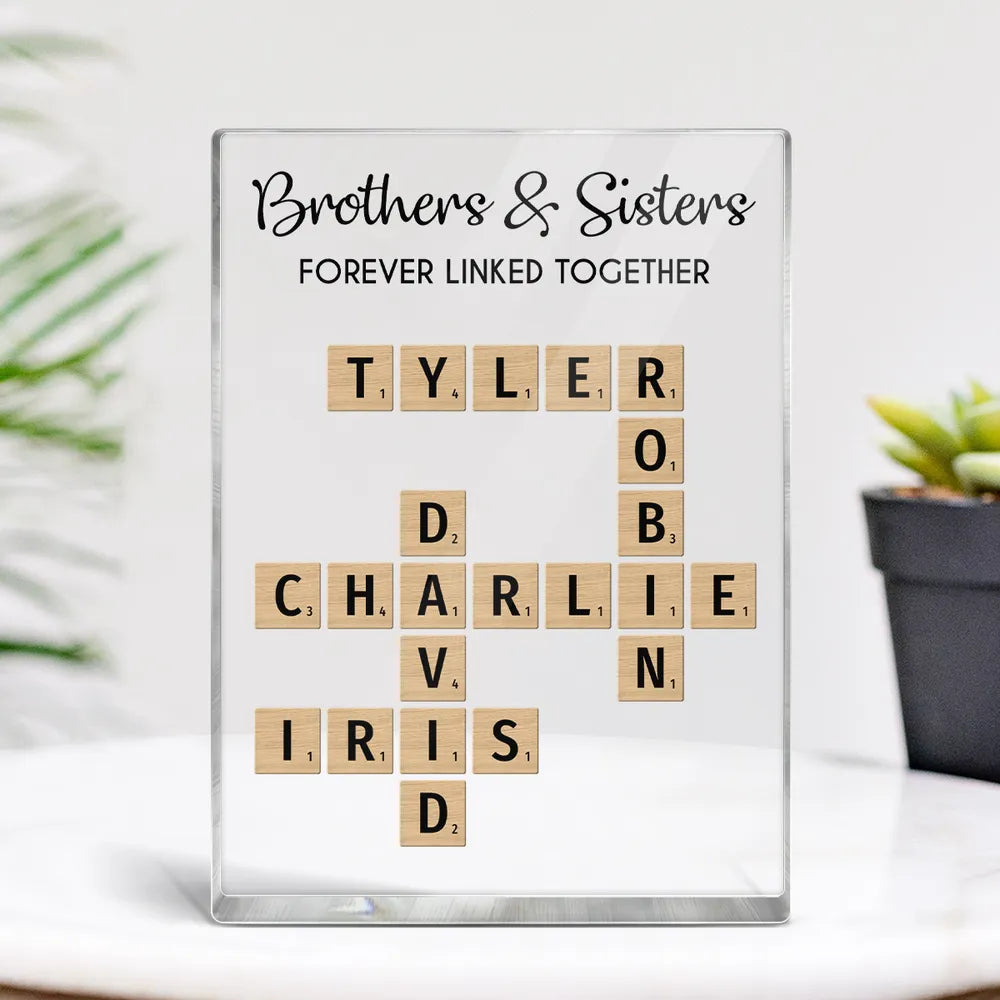 Personalized Acrylic Plaque with Brothers & Sisters Design