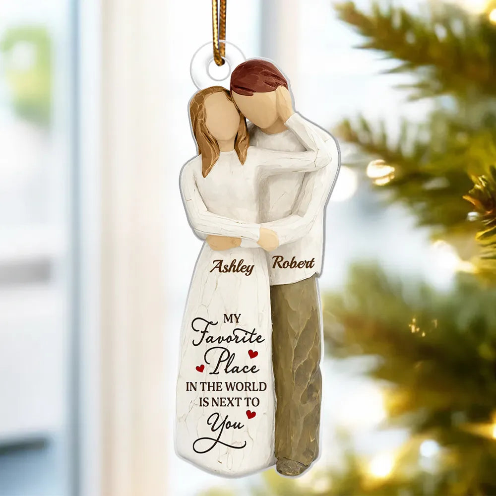 Personalized Couple Hugging Acrylic Ornament Romantic Christmas Tree Decor Unique Creative Gift For Husband Or Wife