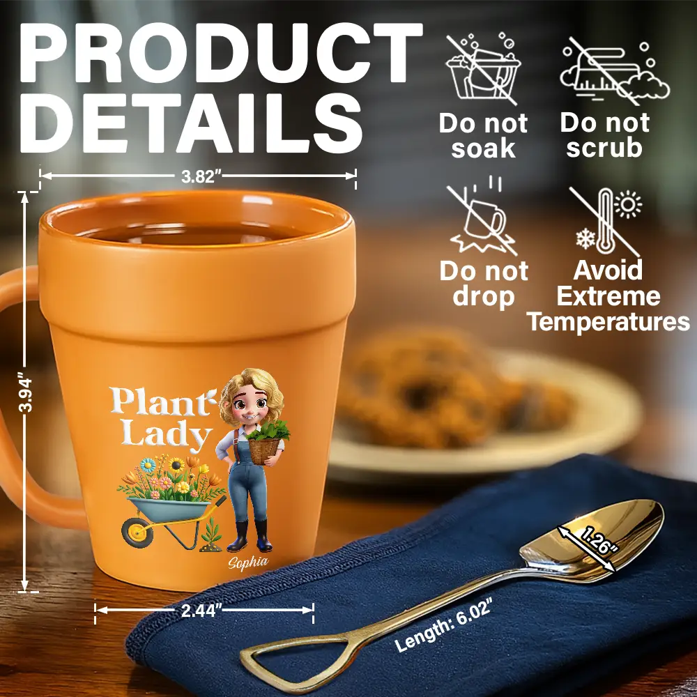 Plant Lady Personalized Plant Pot Mug – Funny Gift for Gardening Lovers, Plant Enthusiasts, and Her