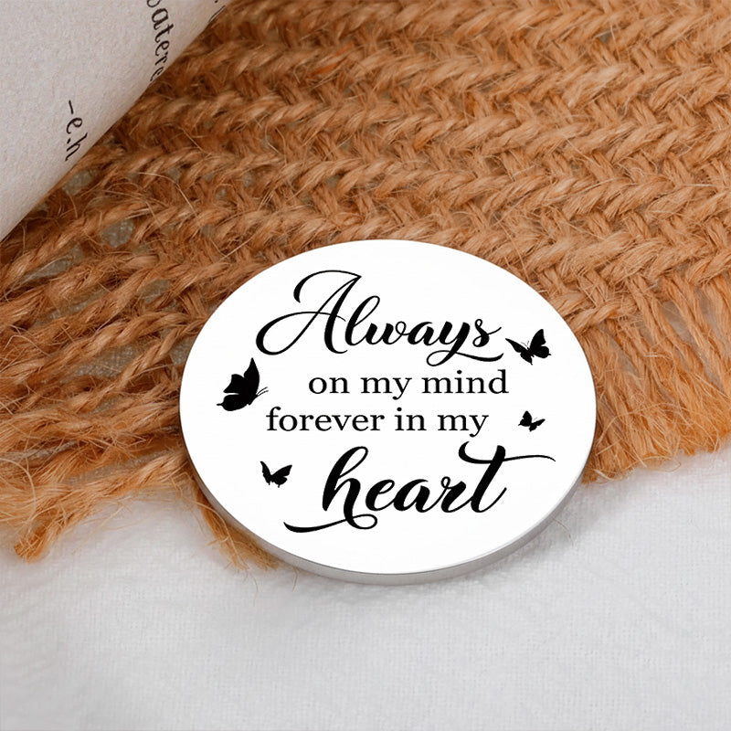 Pocket Hug Keepsake, Stainless Steel, Customizable Mother & Daughter Art, Always on My Mind, Unique Gift for Mom or Daughter