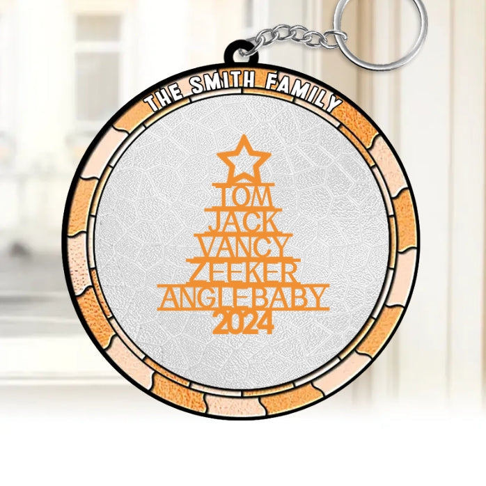 Personalized Stained Glass Ornament or Keychain - Custom Family Name Decoration - 2024 Christmas Gift