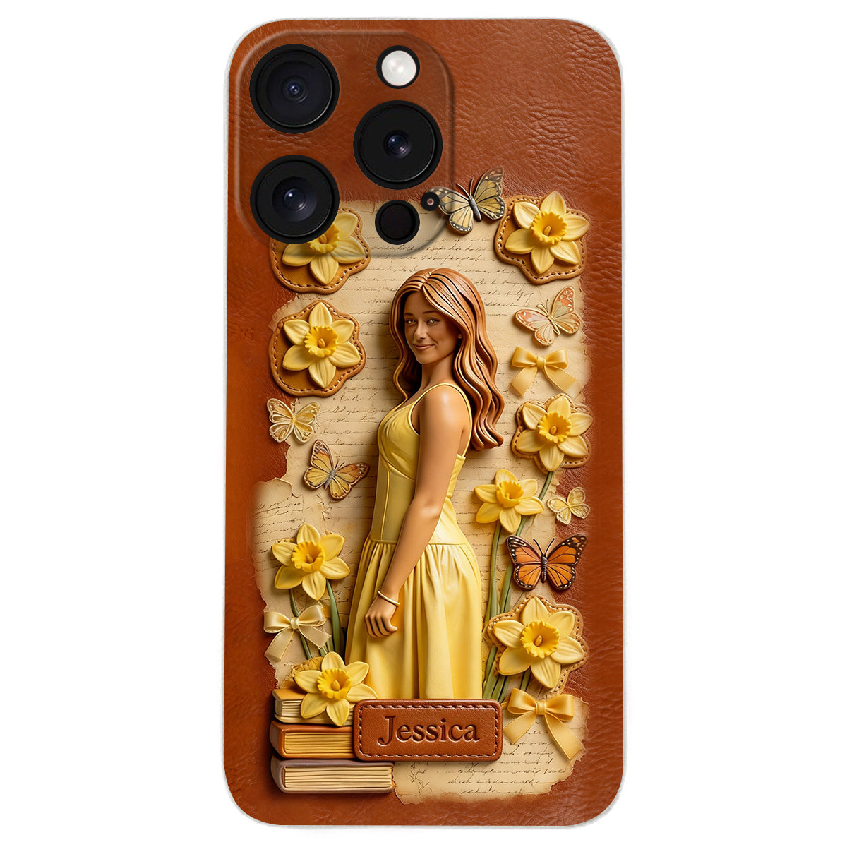 Custom Any Photo Unique Birth Flower - Personalized Self Love Leather Phone Case