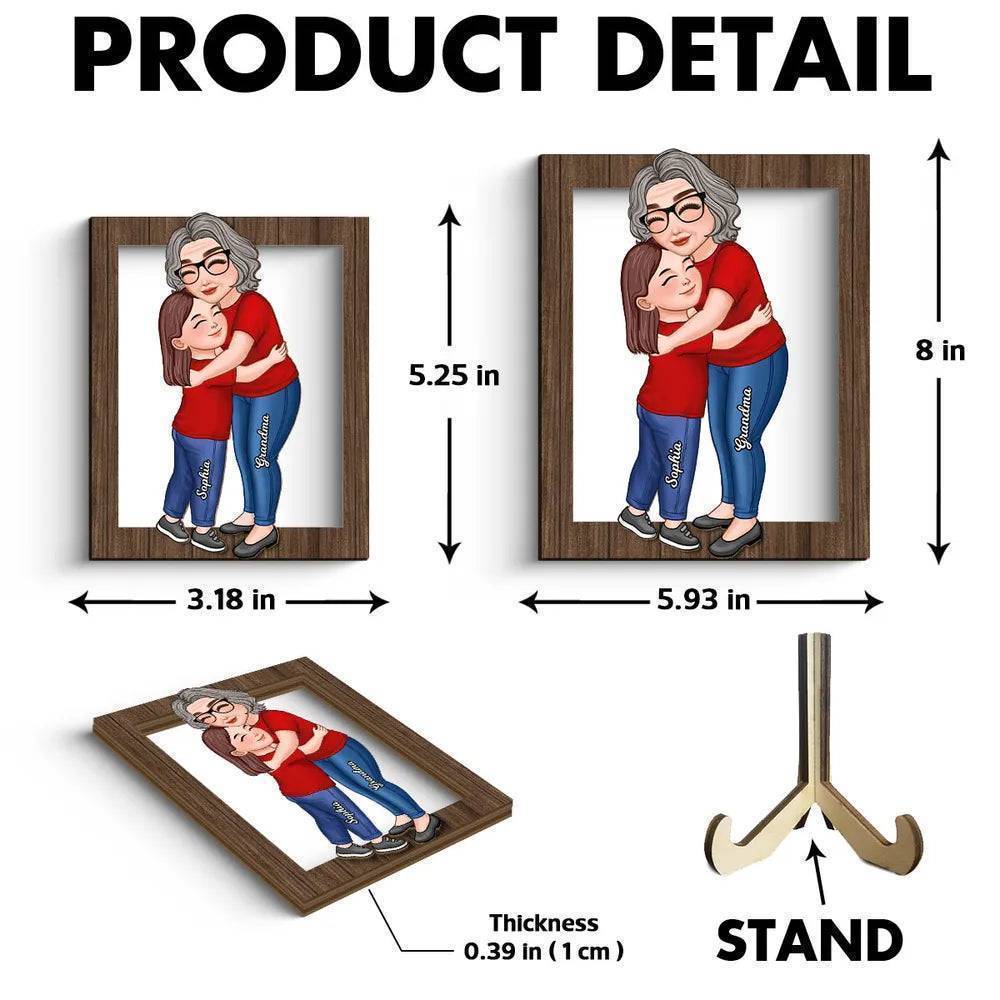 Embrace of Generations - Personalized 'Grandma & Grandkid Hug' Wooden Plaque - A Heartwarming Gift for Grandma