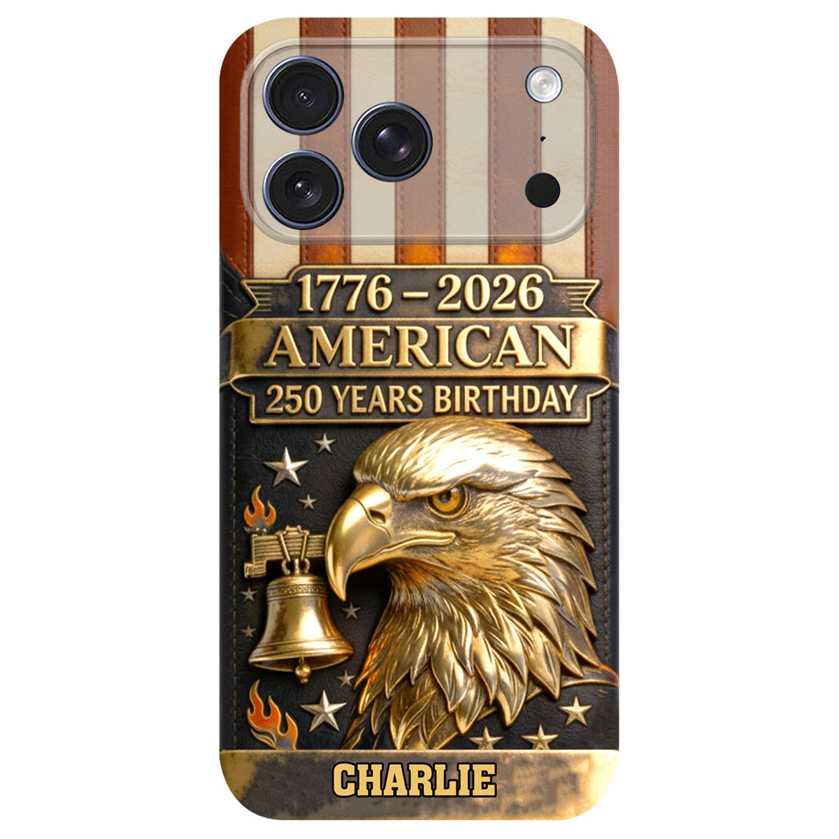 250th Anniversary - Personalized Bald Eagle Leather Phone Case