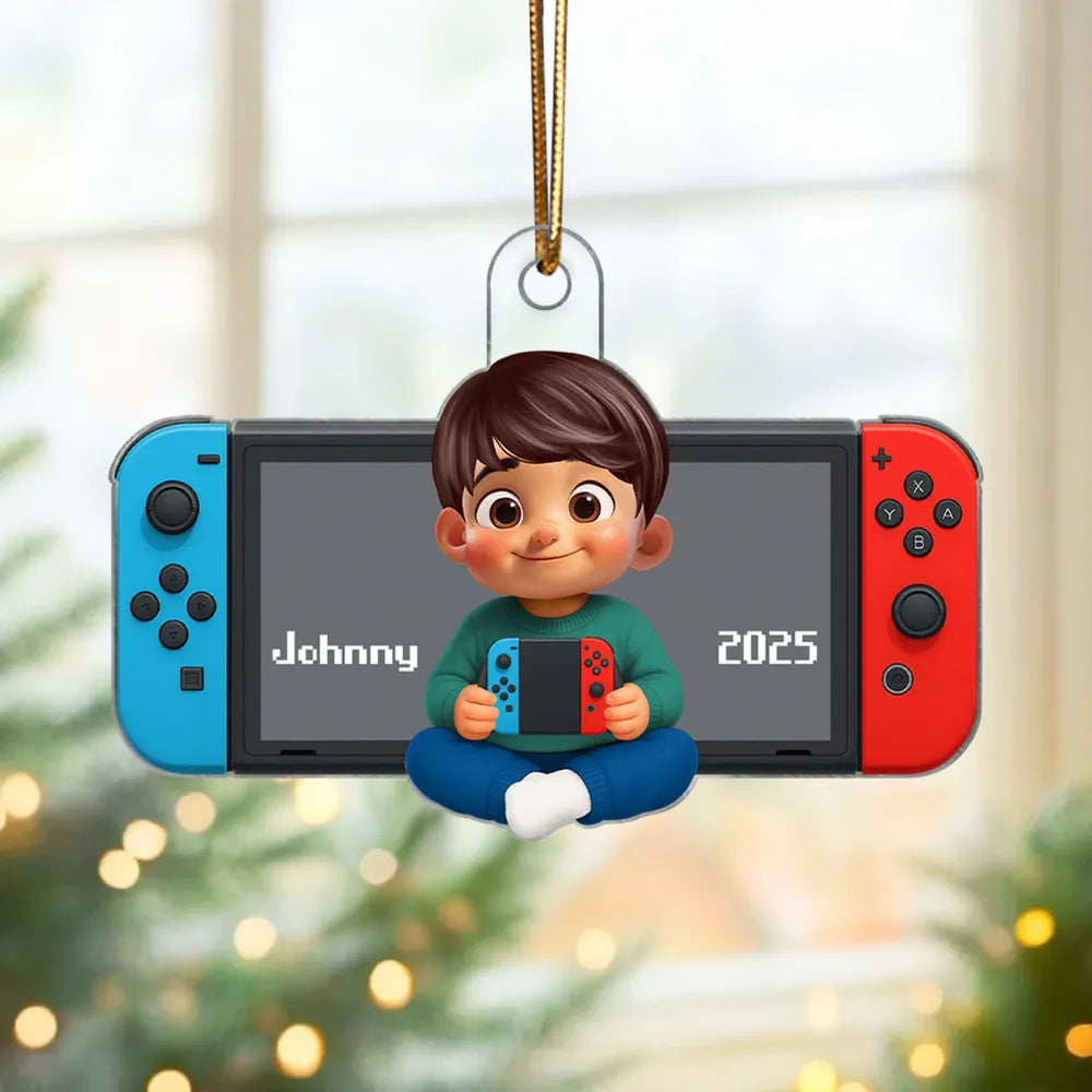 Acrylic Ornament with Game Console Theme, Festive Playful Design, Perfect Gift for Kids and Gamers