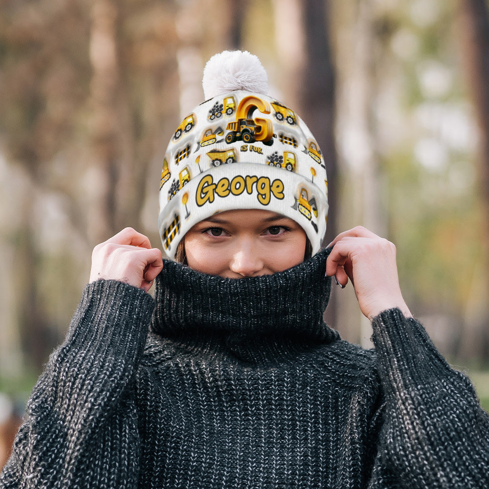 Construction Alphabet Letter - Personalized Kid Beanie Hat