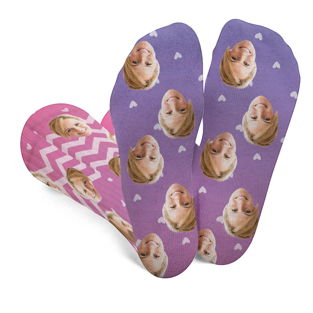 Custom Face Purple Pattern - Personalized Aunt Socks