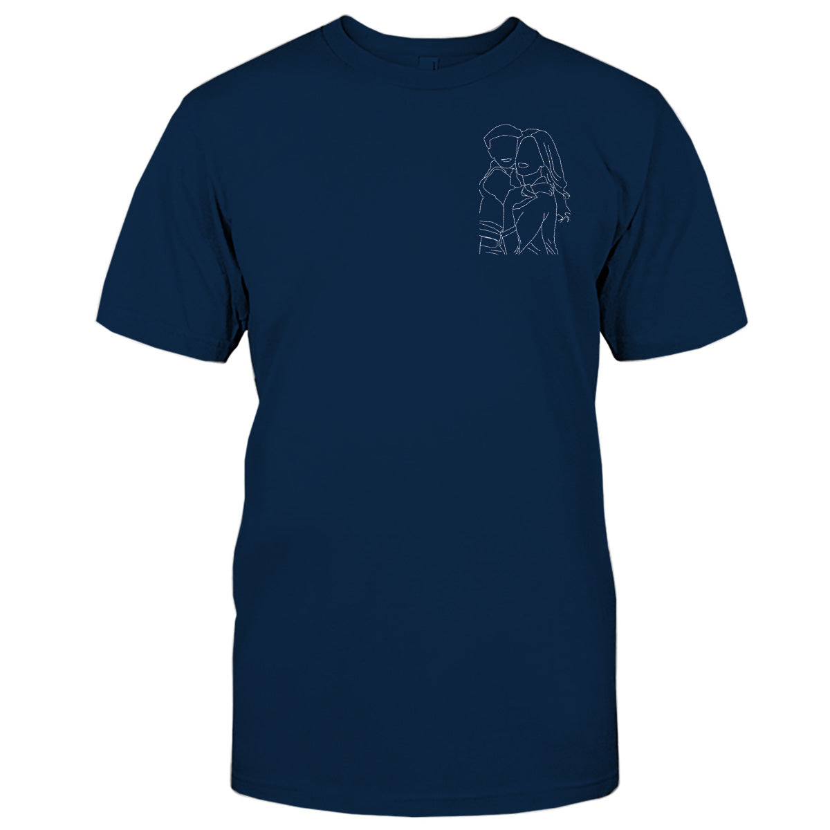 Custom Line Art - Personalized Step Mom Embroidered T-shirt