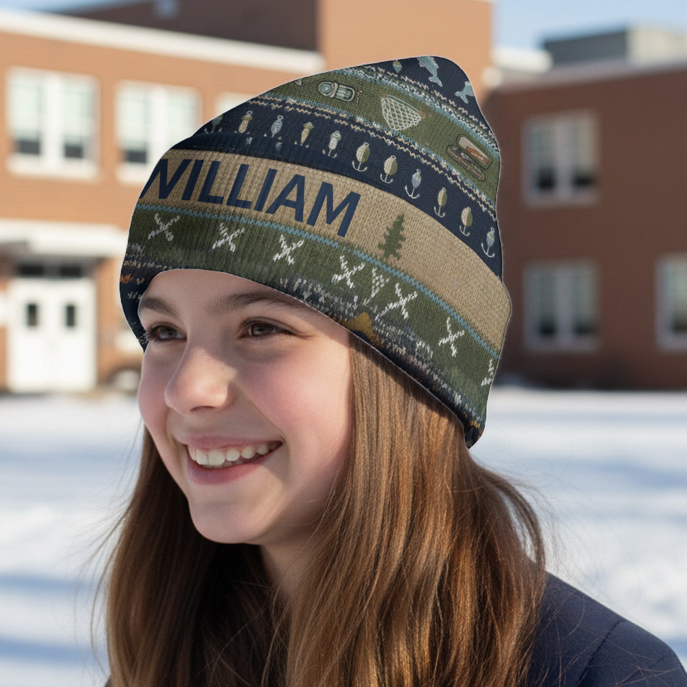 Hooked on Fishing - Personalized Fishing Beanie Hat