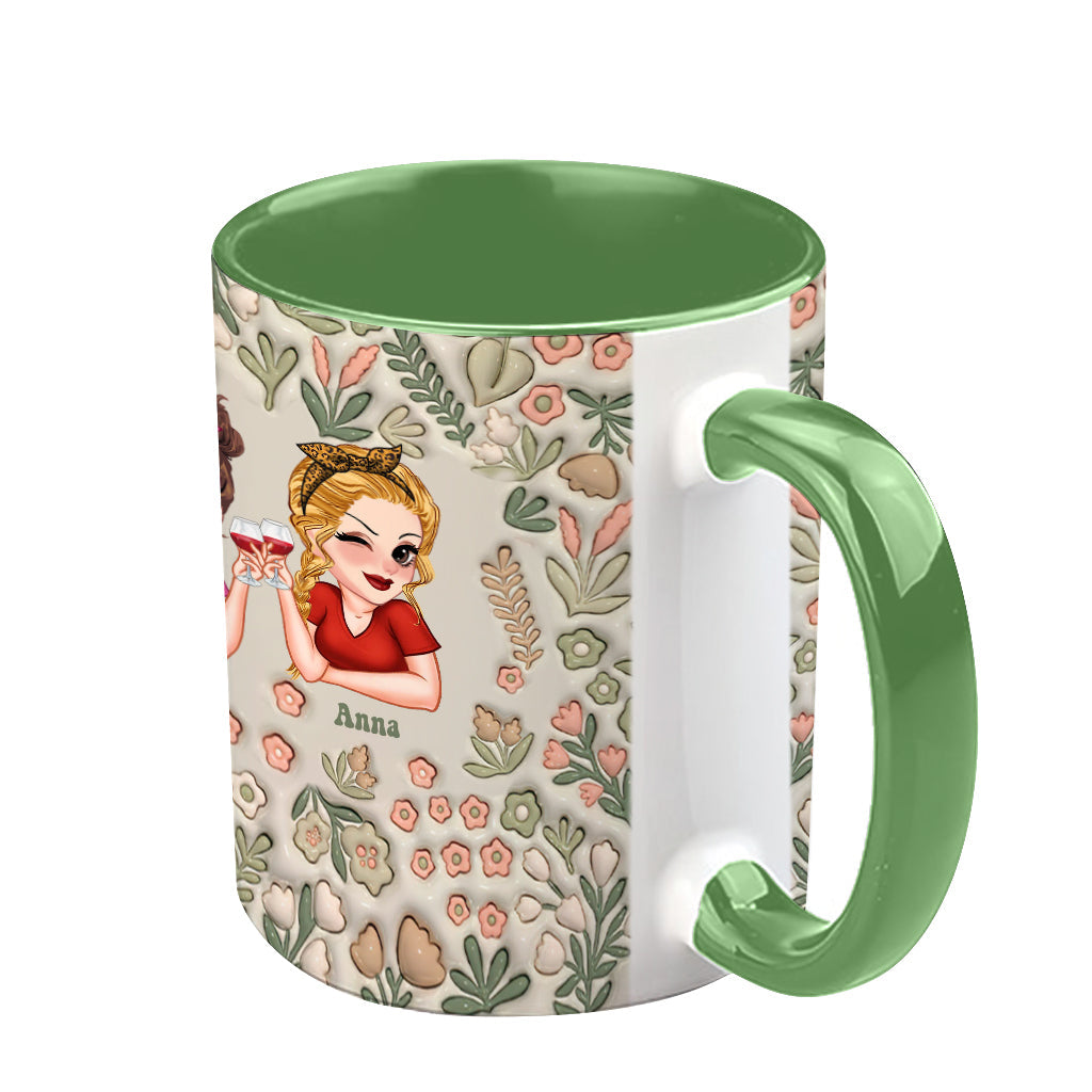 Besties Forever Floral - Personalized Bestie Accent Mug