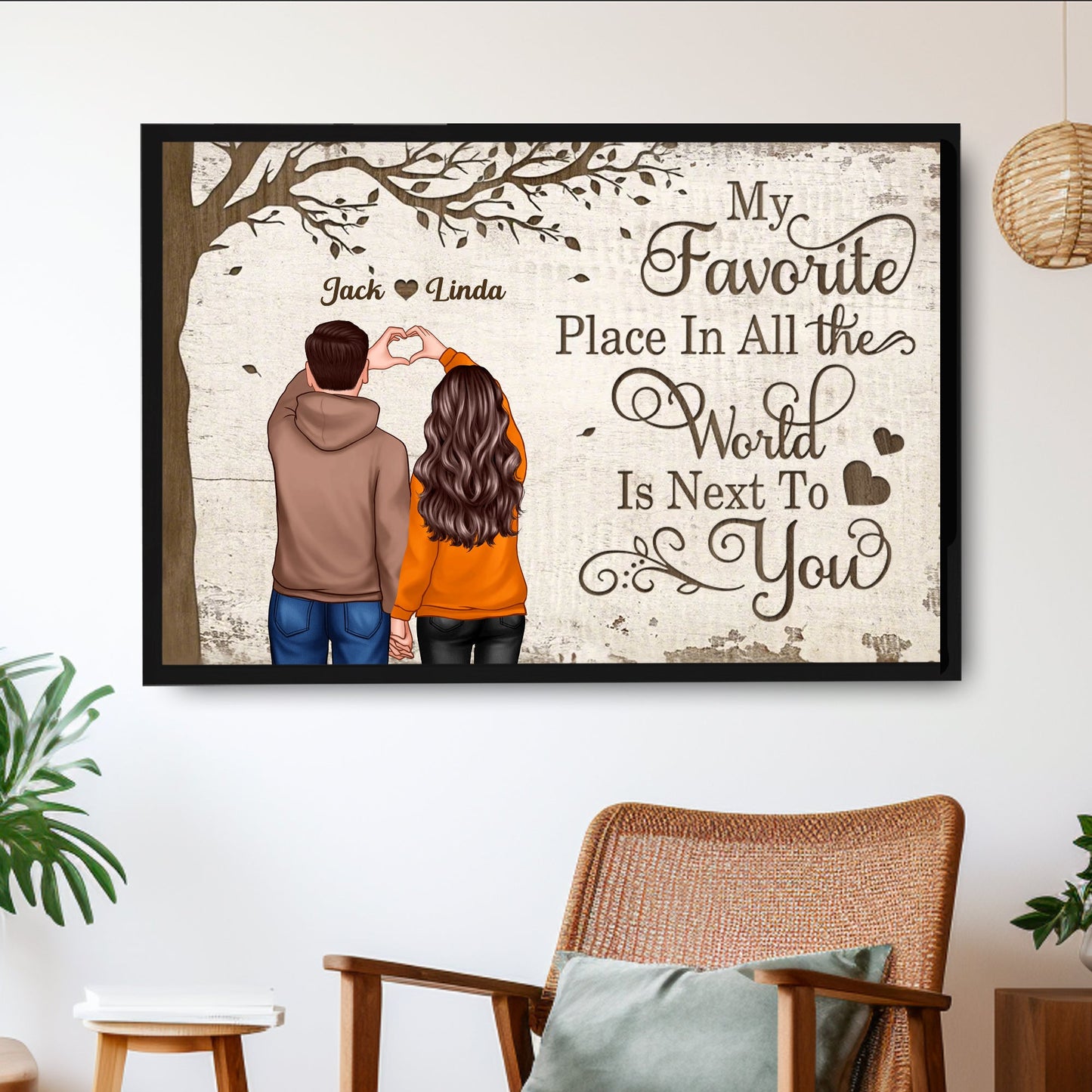 Custom Couple Poster - "My Favorite Place is Next to You" | Perfect Romantic Gift for Couples