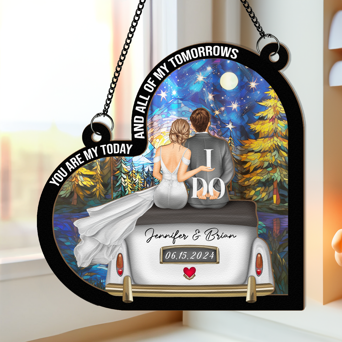 Romantic Wedding Keepsake - "You Are My Today and All of My Tomorrows" Layered Wooden and Acrylic Ornament, Perfect for Newlyweds
