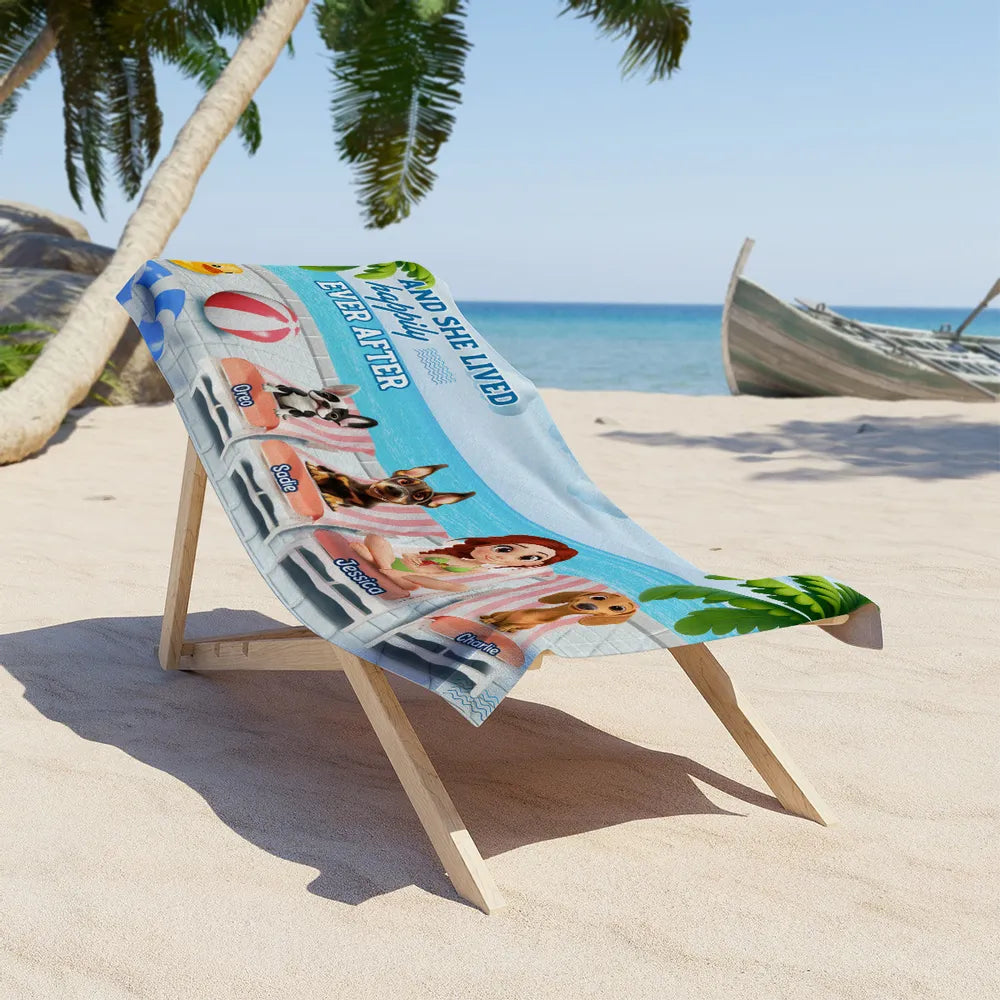 Personalized “Happily Ever After” Beach Towel – Dog-Lover Gift for Her