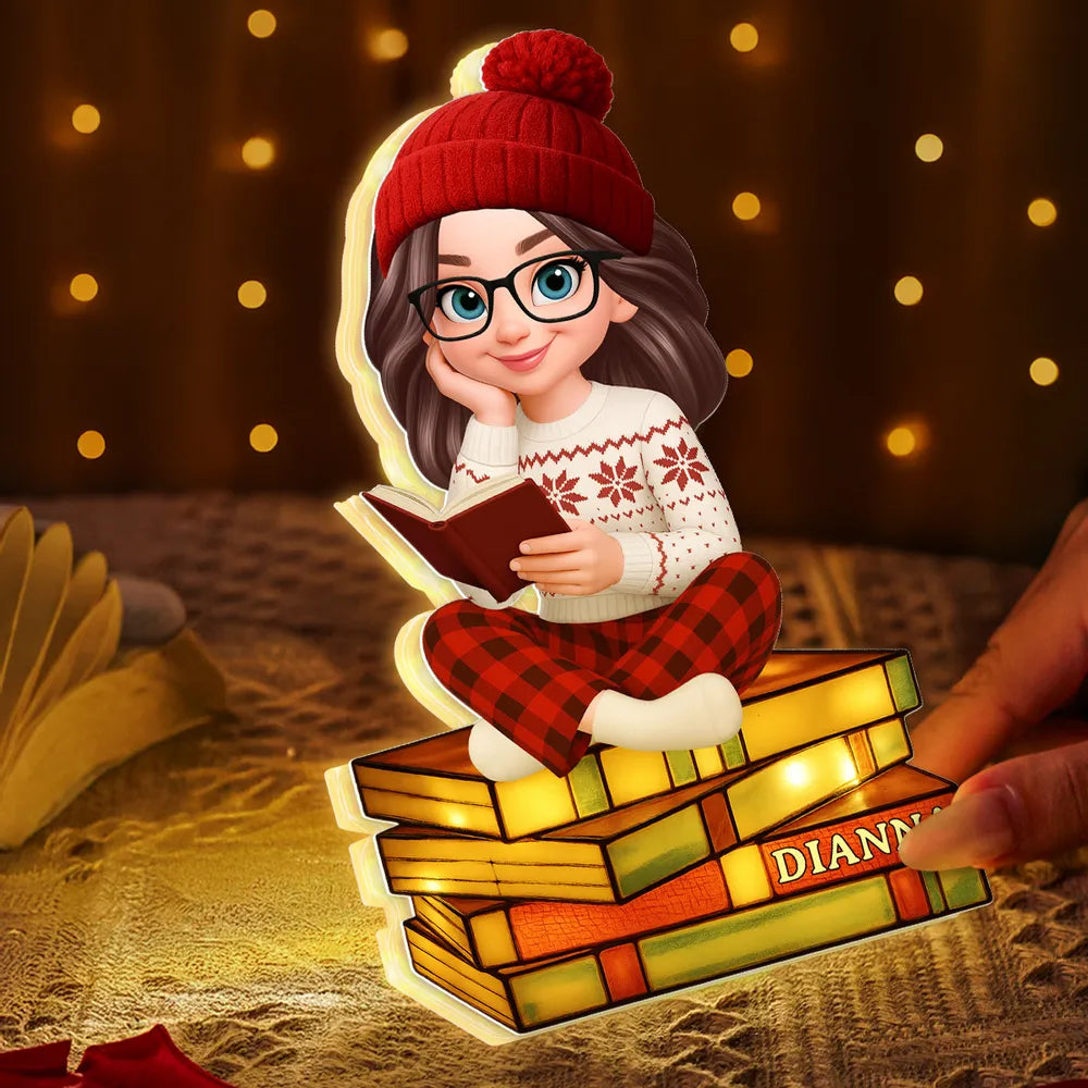 Acrylic Light Box with Reading Girl Design | Cozy Home Decor, Perfect Gift for Book Lovers