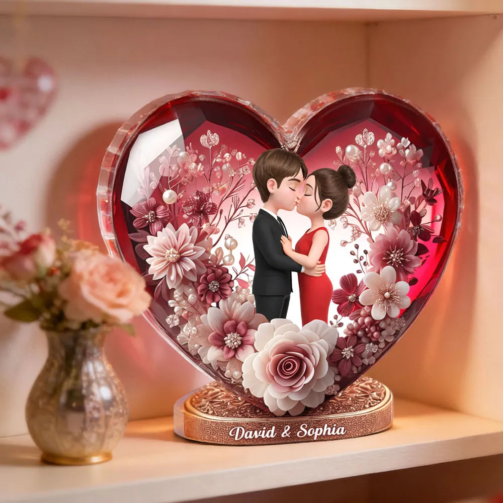 Eternal Love Heart Shaped Acrylic Block Plaque, Personalized Keepsake for a Couple - Sweet Home Accent, Thoughtful Gift for Her or Him