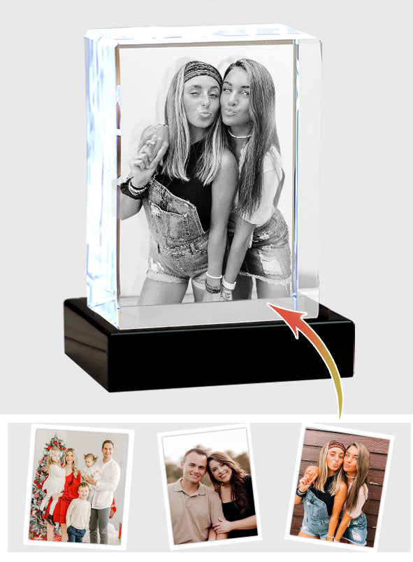 Custom Photo - Personalized Aunt Laser Engraving 3D Cuboid Shaped Crystal Lamp