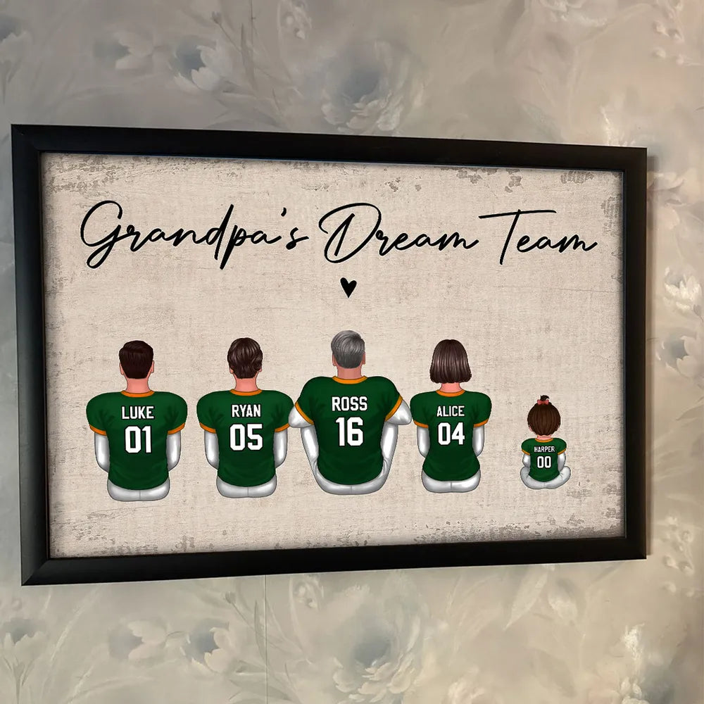 “Daddy’s Dream Team” Personalized Football Poster / Canvas – Classic Navy Jersey Edition