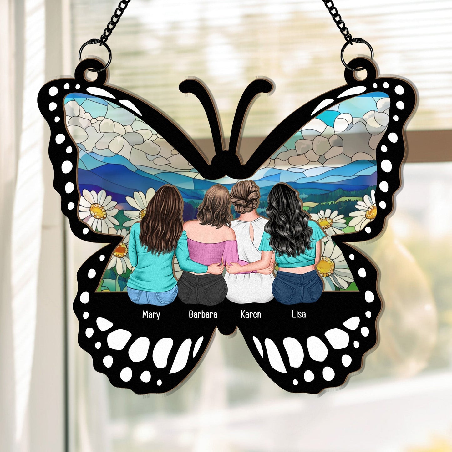 Personalized Butterfly Ornament for Mother’s Day – Custom Wood and Acrylic Layered Design with Family Names – Heartfelt Gift for Mom from Daughter