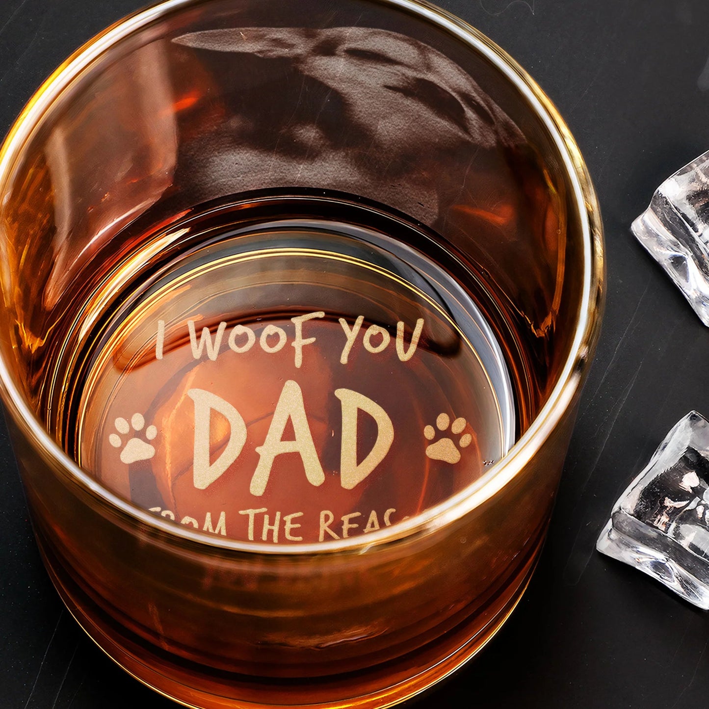 “I Woof You Dad” Custom Whiskey Glass – Perfect Father’s Day Gift