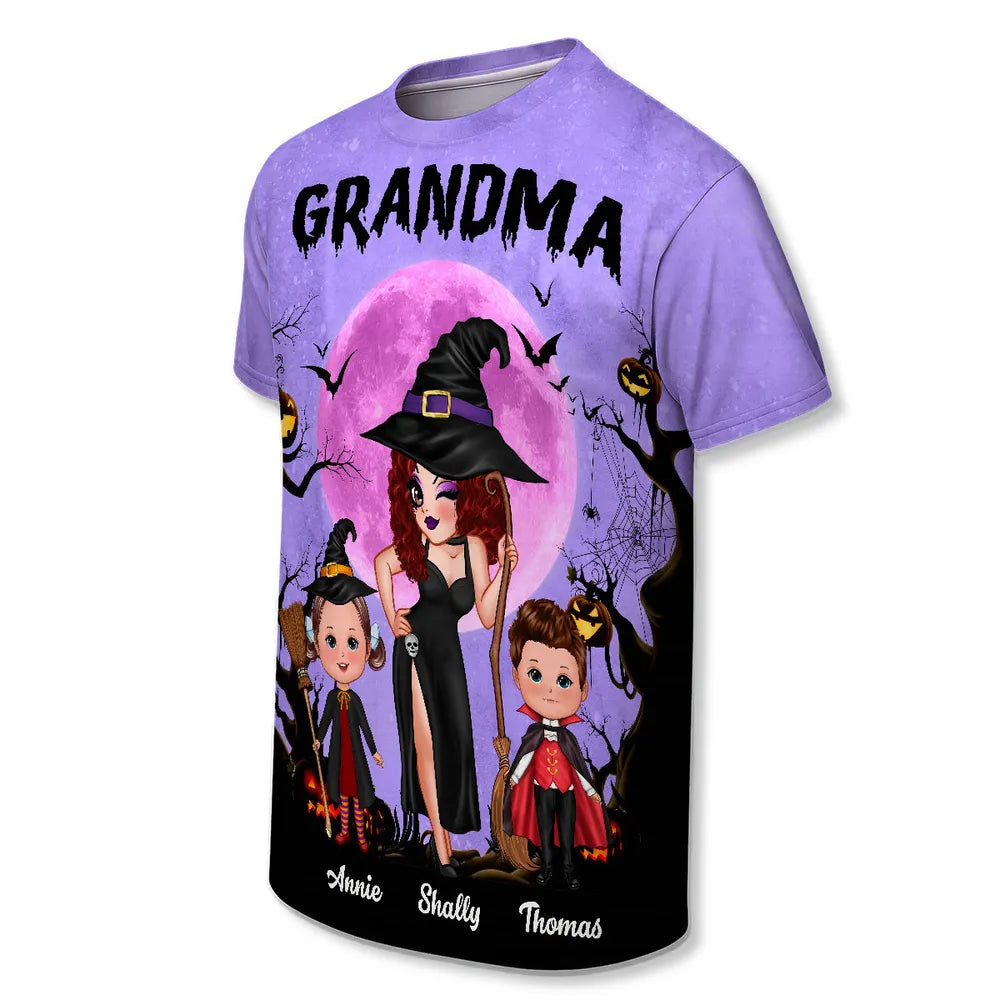 Halloween Grandma Classic Tee with Whimsical Illustration for Family Fun and a Perfect Gift