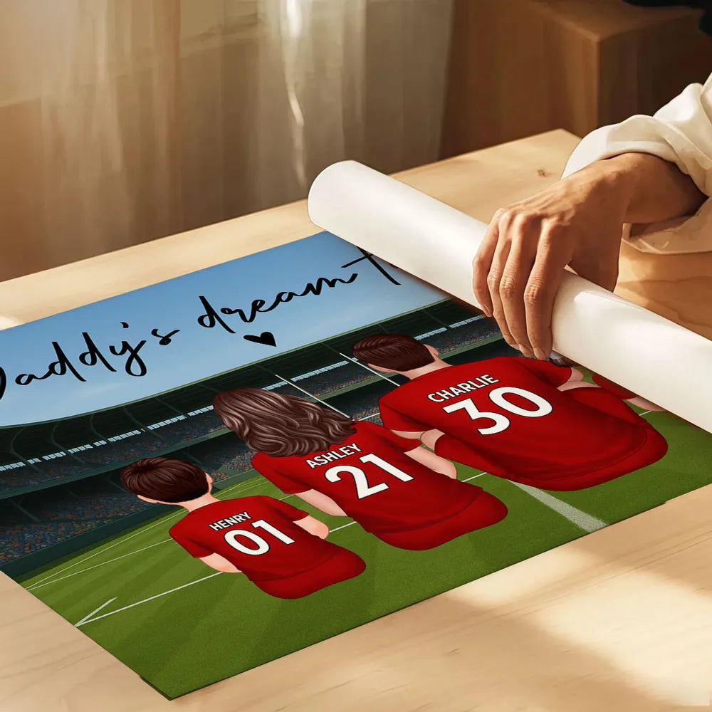 Dad’s Dream Team Socer Print – Personalized Stadium Scene Gift for Sports-Loving Fathers