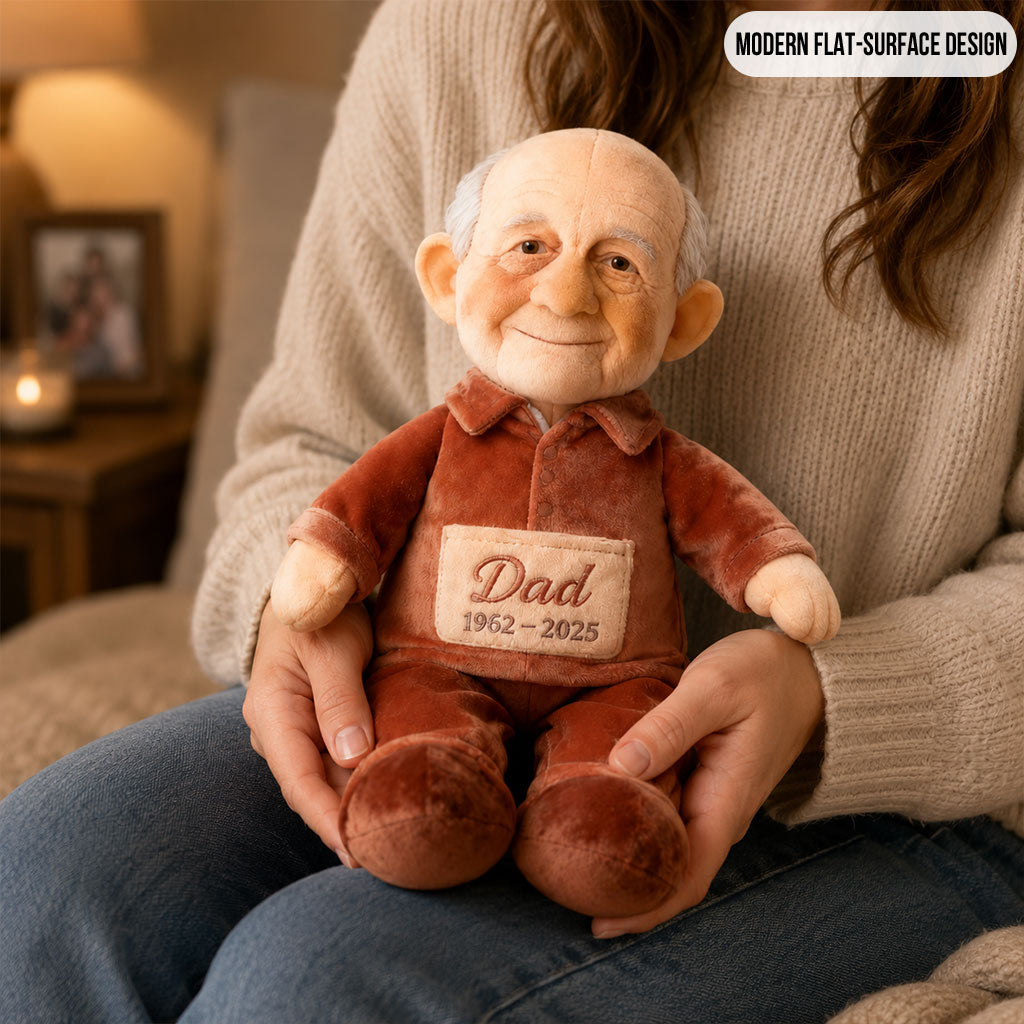 Custom Memorial Black Grandpa Faux Fur Shaped Pillow - Personalized Funeral Keepsake Stuffed Figure, Remembrance Gift for Loss of Grandfather