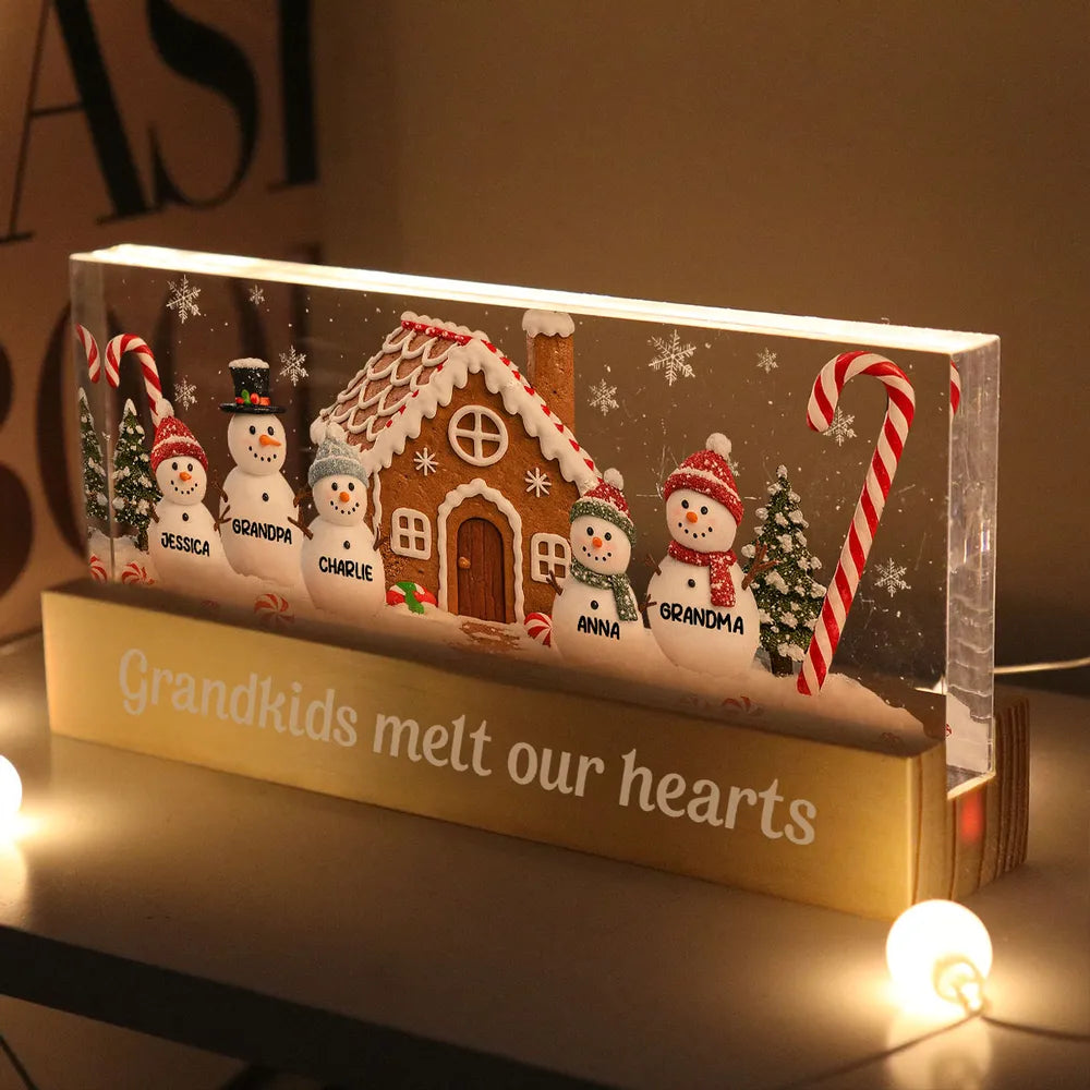 Block LED Light Plaque with Festive Snowy Village, customizable keepsake for family, creative holiday gift
