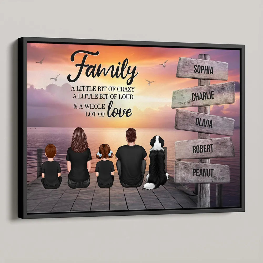 Beach Landscape Family A Little Whole Lot of Love Sign Posts Personalized Poster or Plaque or Keychain or Ornament , Home Decoration, Gift For Family