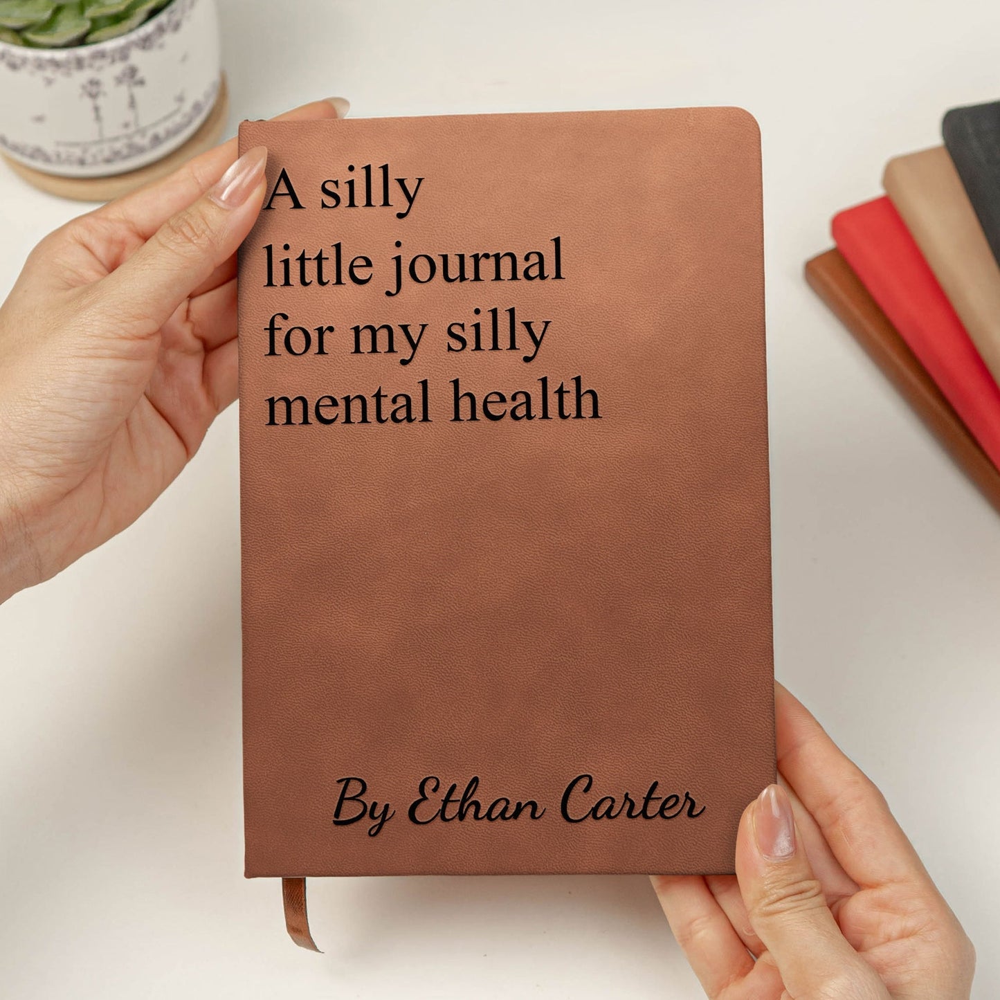 Sassy Swear Quote Leather Journal, Personalized Feelings Notebook, Funny Self Care Gift For Her Or Him