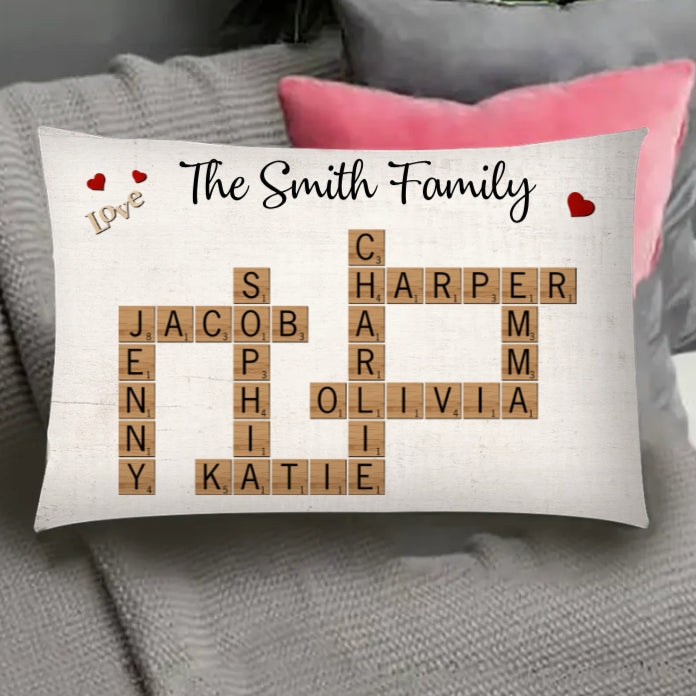 Personalized Family Crossword Poster, Plaque, or Ornament – Custom Family Names Gift for Home Décor and Special Occasions