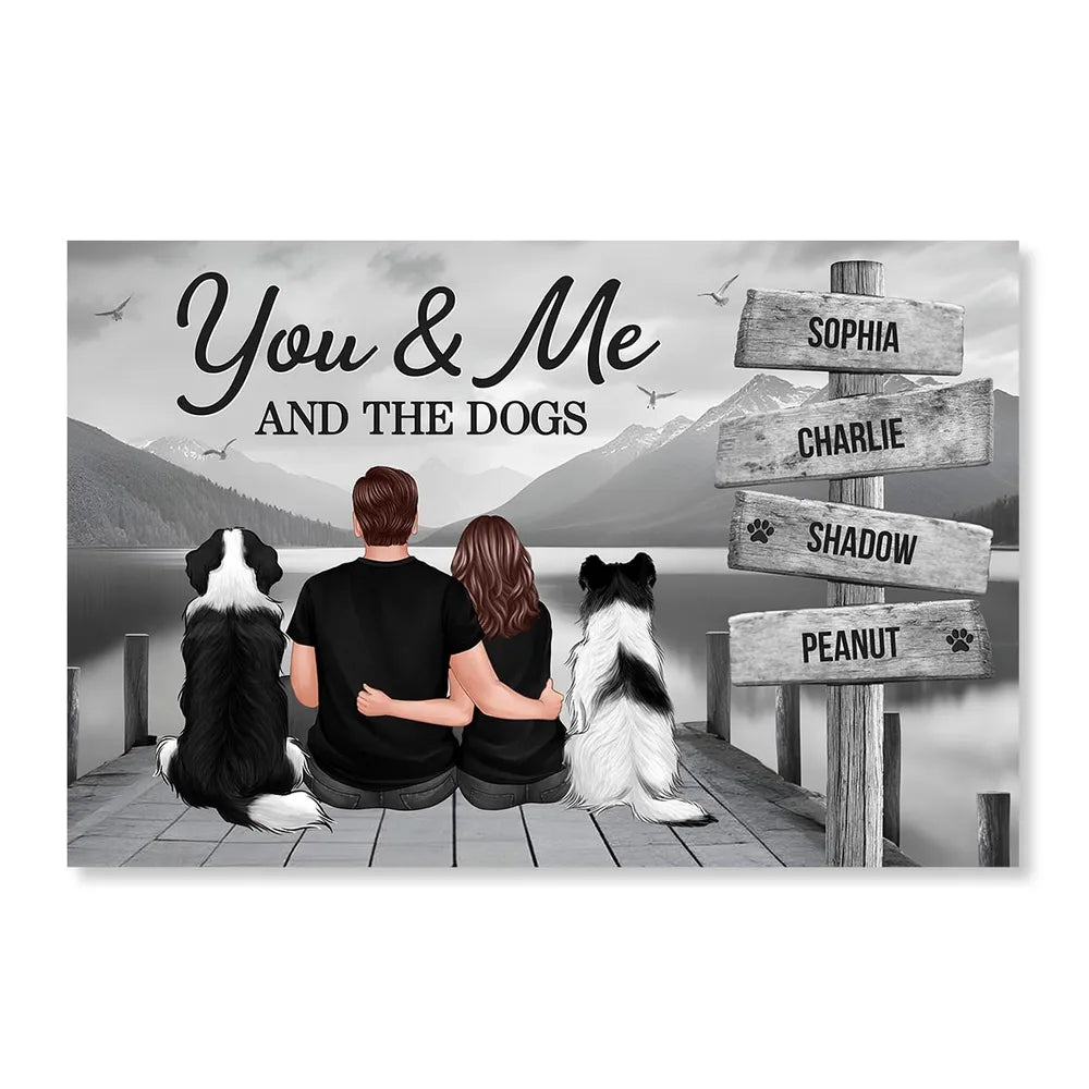 Personalized Couple You Me And The Dogs Cats Poster, Perfect for Home Decoration and Pet Lovers