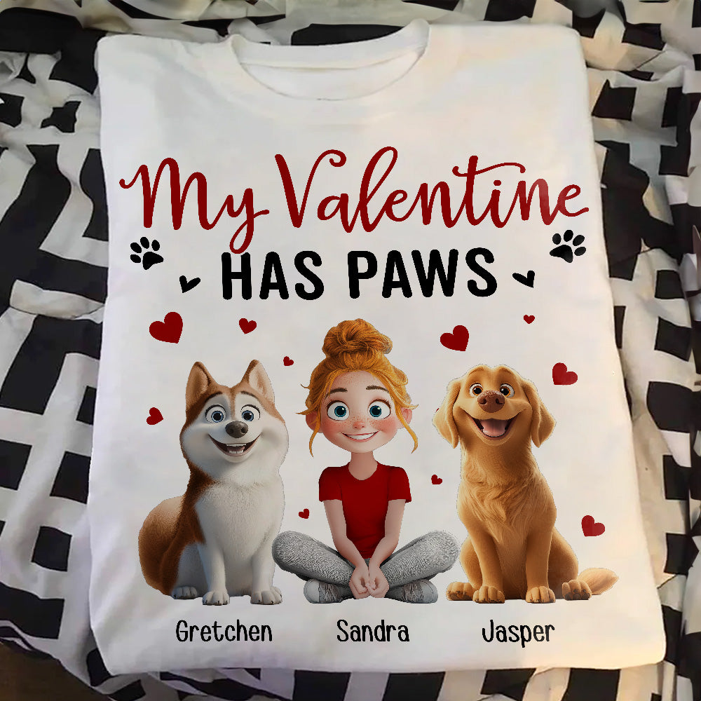 'My Valentine Has Paws' Pet-Themed Classic Tee – Valentine's Day Gift for Pet Lovers, Available as Women Tee, Hoodie, and Sweatshirt
