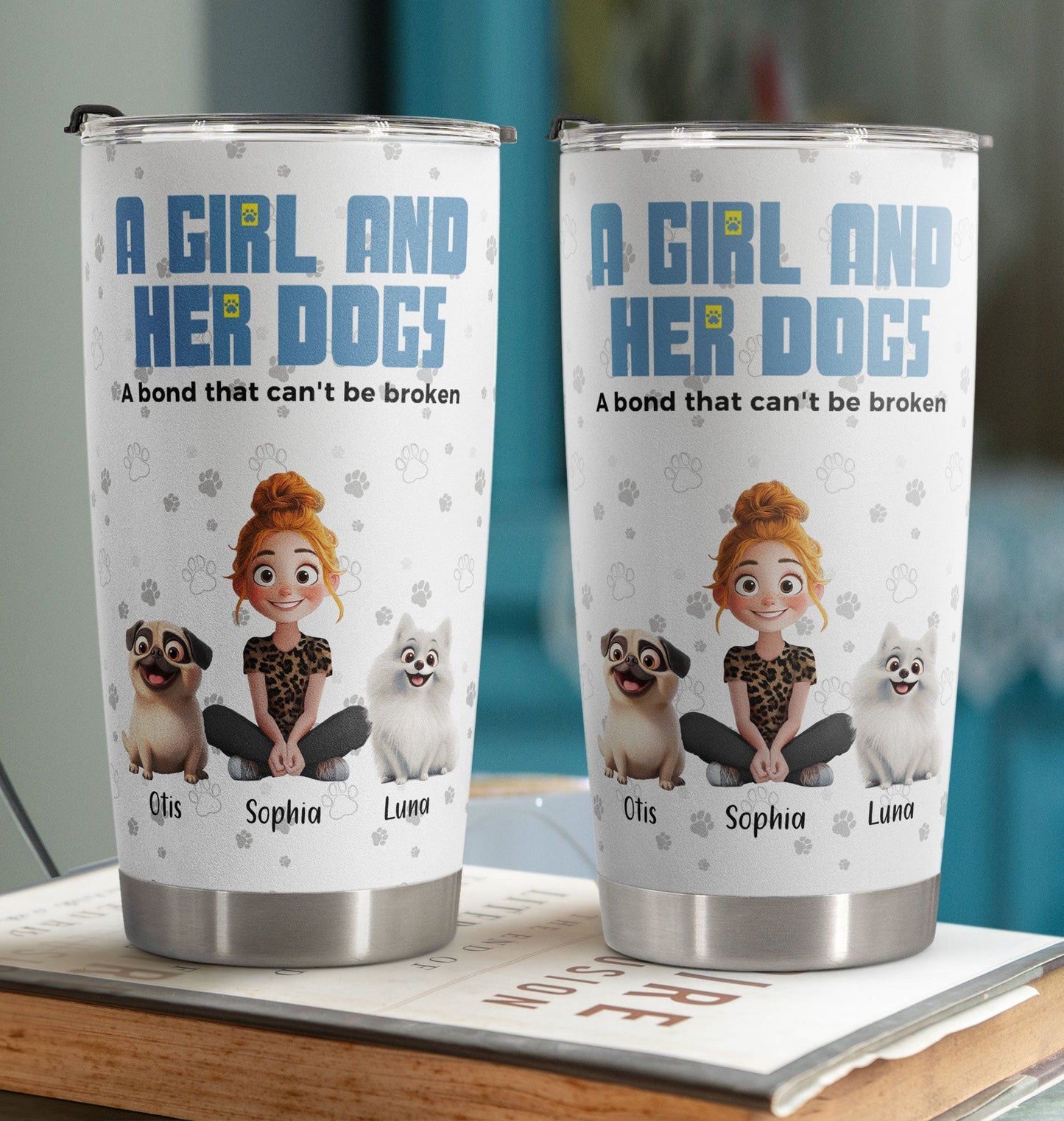 A Girl and Her Dog – Custom Insulated Travel Tumbler, Gift for Dog Lovers