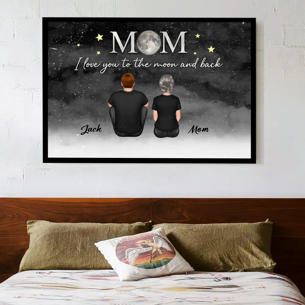 We Love You to the Moon and Back – Personalized Gift for Mom with Family Back View Design – Perfect for Mother’s Day or Family Day