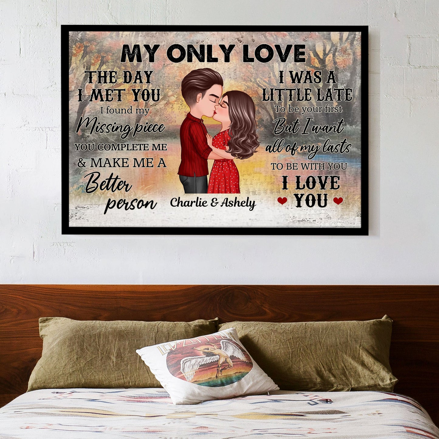 Romantic Couple Embracing Artwork – Valentine’s Custom Canvas, Plaques, Ornaments, Keychains & Pillows