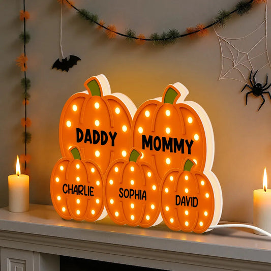Pumpkin Acrylic Light Box Featuring Family Theme, Heartwarming Décor and Gift-Ready Accent for Parents