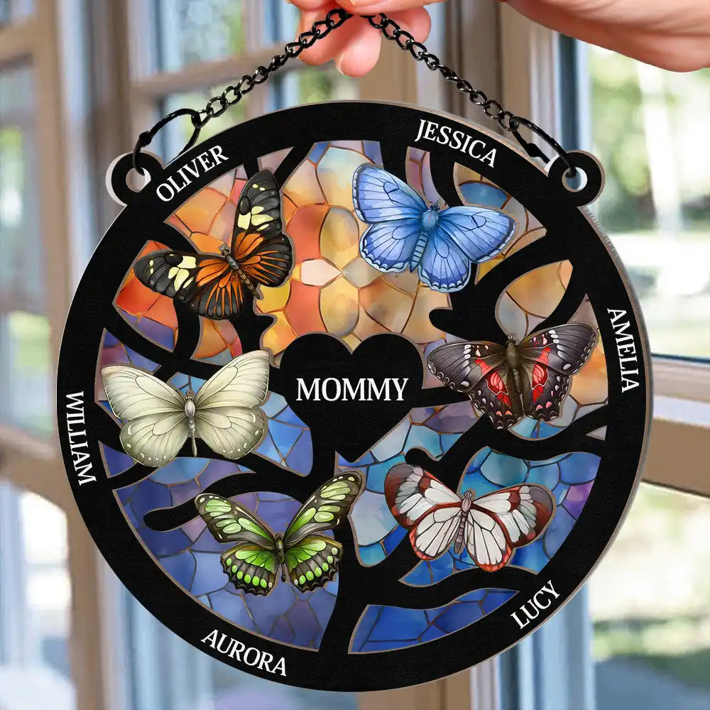Butterfly-Themed Family Tree Ornament – Perfect Gift for Personalized Meaning
