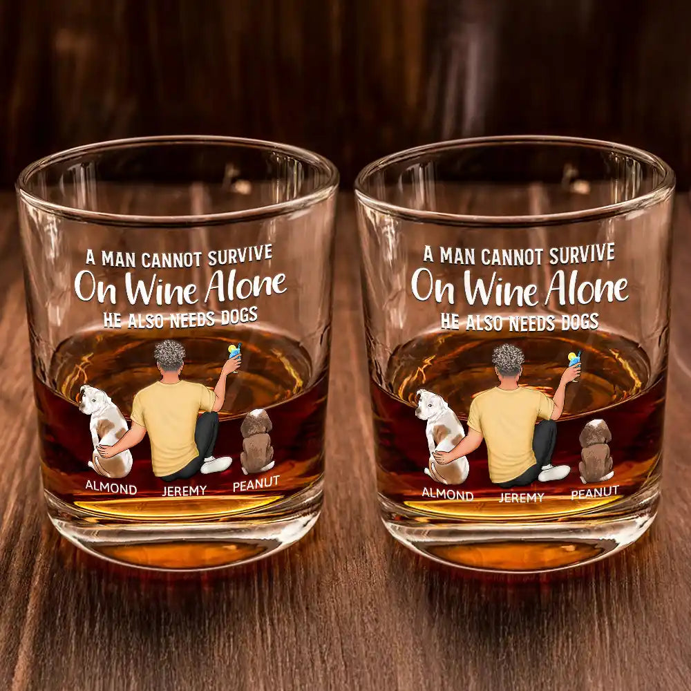 Personalized Whiskey Glass with Pet and Owner Back View – 'She Also Needs a Dog' Warm Quote Design
