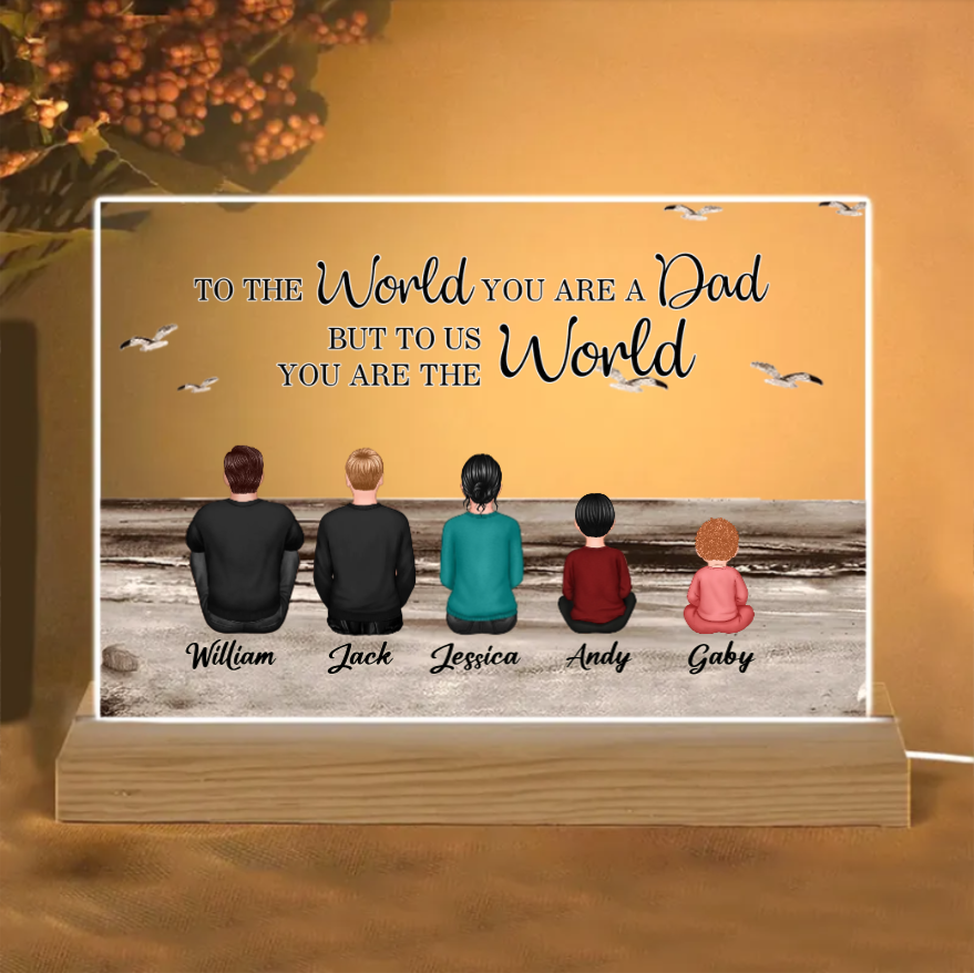 Personalized Poster or Canvas or Plaque or Keychain for Dad - "To the World You Are a Dad, But to Us You Are the World" Custom Canvas or Plaque, Perfect Thanksgiving Gift