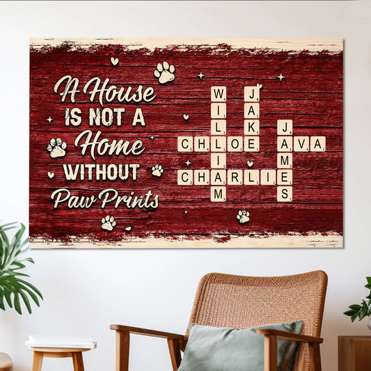 Family Crossword Paw Prints Poster — A Heartwarming Gift for Pet Lovers and Home Décor