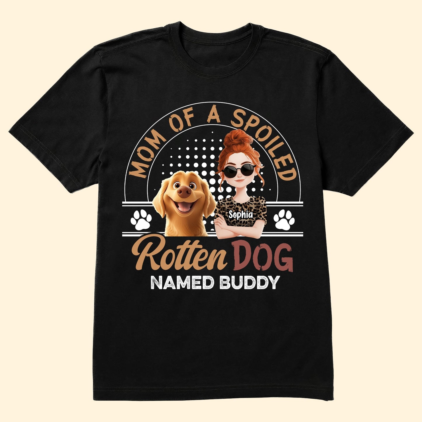Mom of a Spoiled Dog T-Shirt - Personalized Classic Tee with Custom Name, Perfect Gift for Dog Lovers