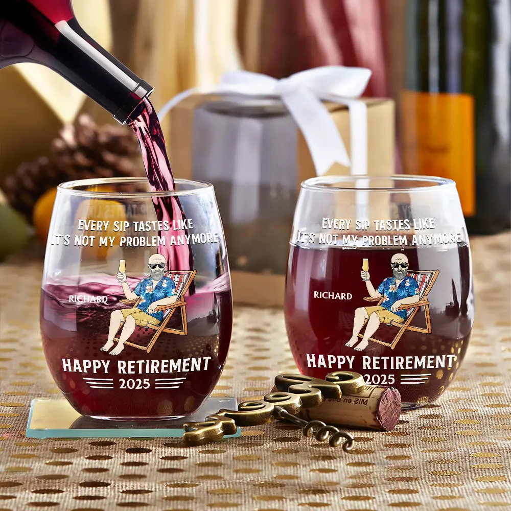 Personalized Retirement Wine Glass – Custom Gift for Retirees