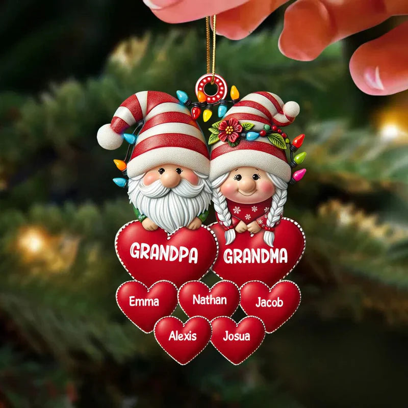 Christmas Grandma & Grandpa Mom & Dad with Heart Kids Personalized Ornament - Perfect Holiday Gift