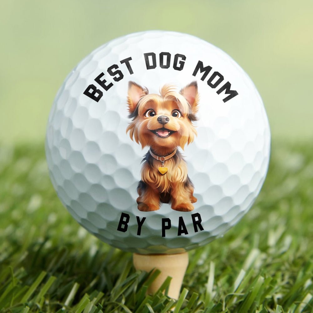Personalized Best Dog Dad Golf Ball with Cute Dog Cartoon, Funny Unique Gift for Golf Lovers