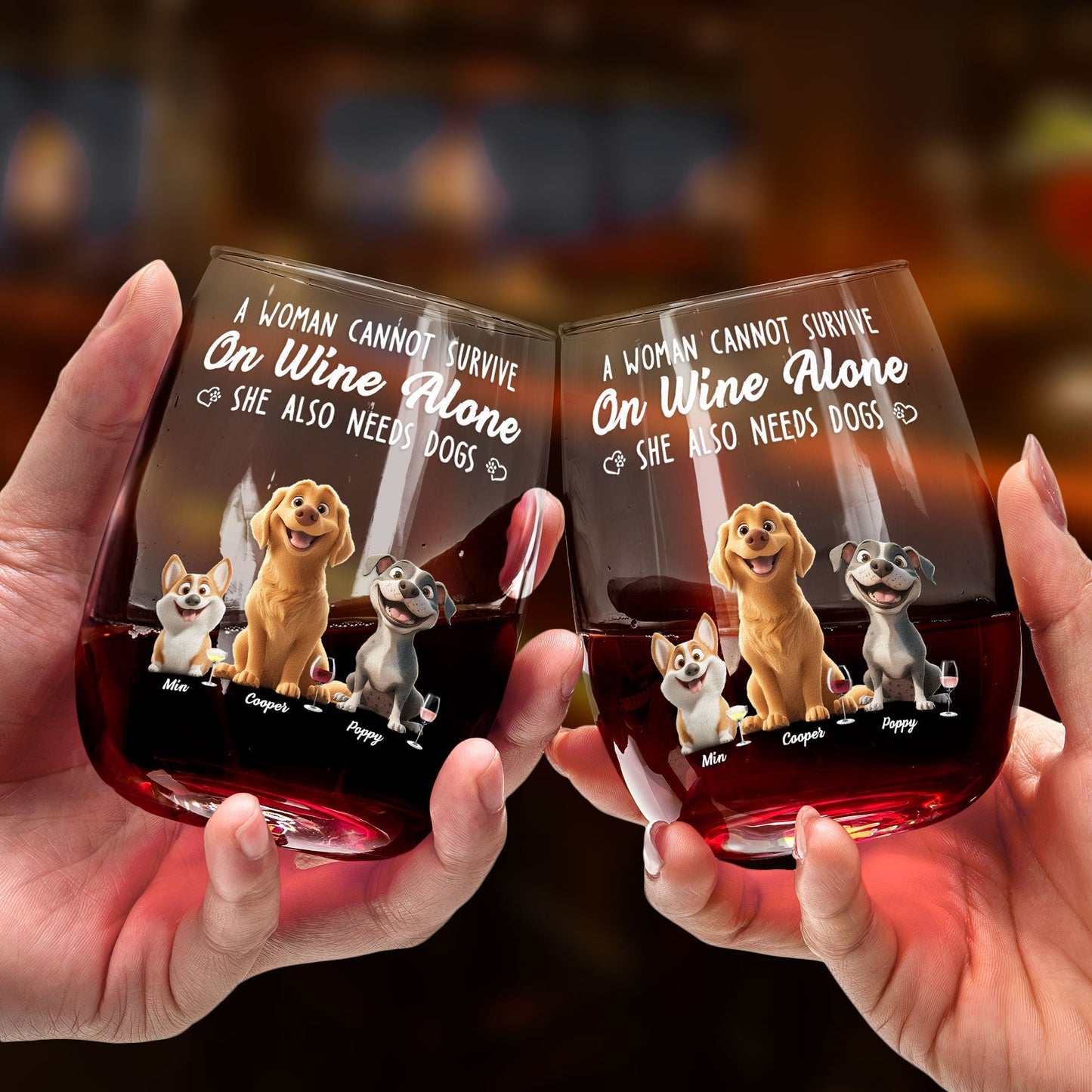 Personalized Dog Lover Wine Glass - Custom Cup Gift