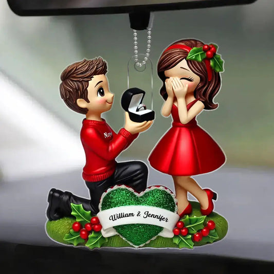 Engagement Proposal Ornament – Personalized Acrylic Ornament,  Custom Couple Keepsake
