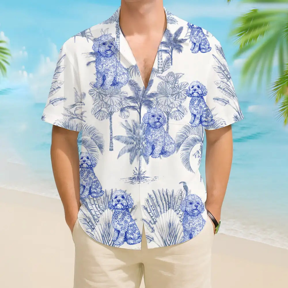 Custom Dog Hawaiian Shirt – Breathable Linen Blend Beachwear for Dad, Husband or Son