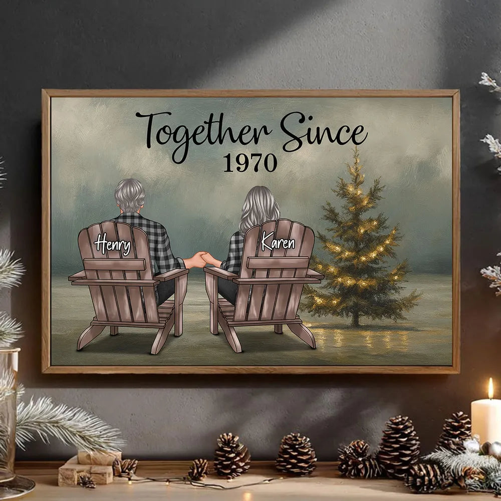 Personalized Couple Poster with Christmas Tree, You & Me Quote, Romantic Wall Art Gift for Partner