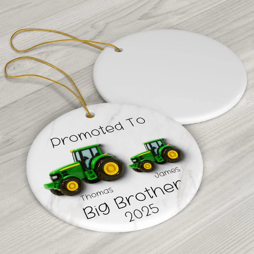 Big Brother Promotion Ornament with Tractor Theme – Meaningful Farm Gift for Family Christmas Celebration